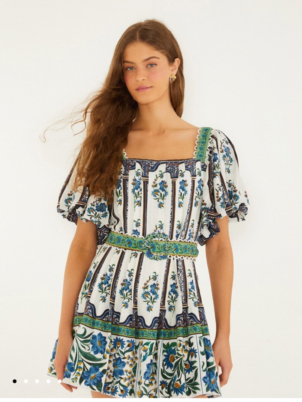 FARM RIO Off-White Maneola Belted Mini Dress